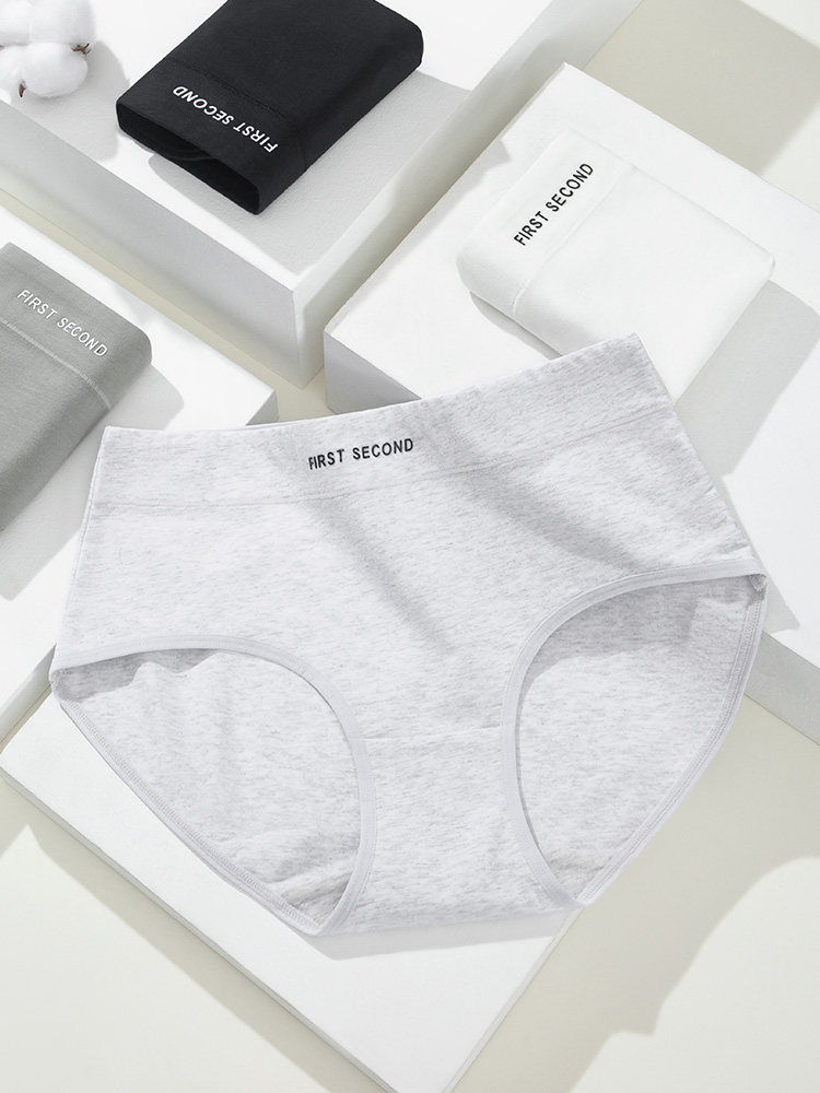 Light gray women's underwear briefs displayed on a white background