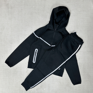 FZ0春秋新品男士外套空气层棉针织连帽拉链衫运动休闲上衣夹克754