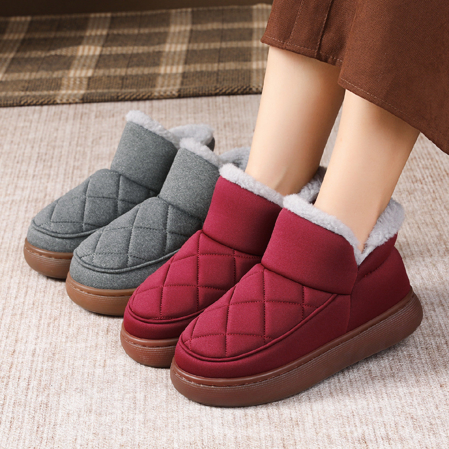 棉拖鞋全包跟男女冬季居家室内毛拖情侣厚底家居棉鞋外穿保暖拖鞋