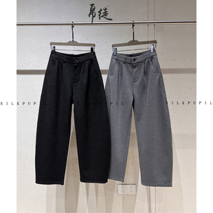 保暖舒适立体裁剪宽松廓形情侣长裤 加绒加厚冬季 斜纹羊毛混纺