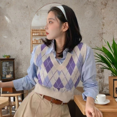 法式洋气时尚时髦减龄马甲毛衣女春秋外穿背心针织上衣短款小个子