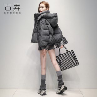 高端大牌鹅绒羽绒服女2025冬季新款休闲百搭防寒龟背面包服厚外套