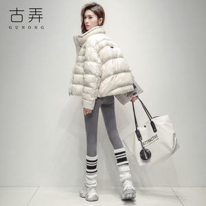 波浪分格充绒立领羽绒服女2026新款小个子宽松轻薄休闲保暖短外套