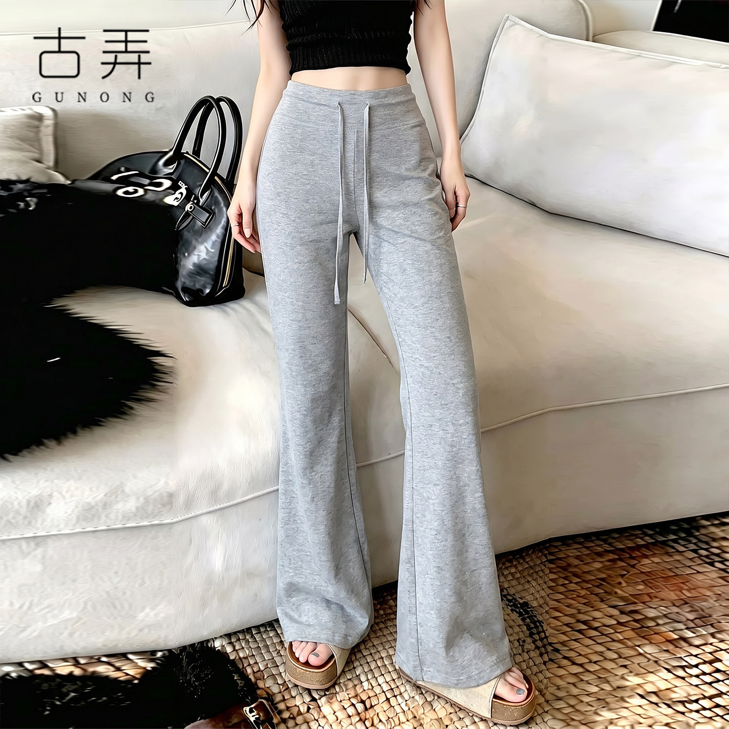 冰丝微喇裤女2026夏薄款垂感高腰瑜伽老钱风百搭修身休闲喇叭裤子