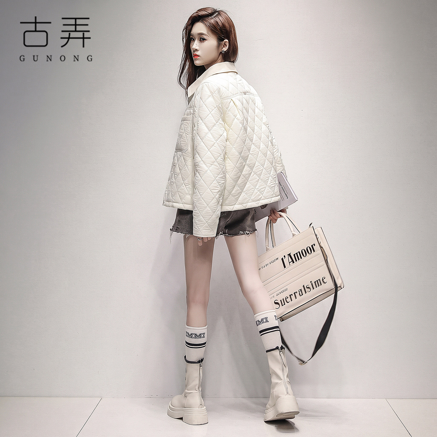 秋冬短款小个子轻薄衬衫领棉服