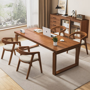 去客厅化实木书桌家用办公工作台餐桌一体多功能长方形现代学习桌