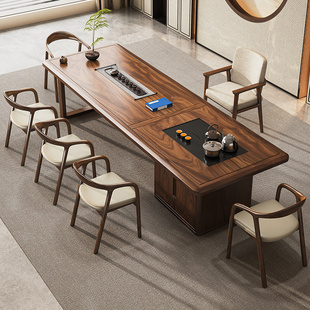 南美胡桃木实木茶台高端轻奢办公室茶桌椅组合家用客厅大板茶桌