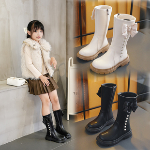 女童靴子2025新款秋冬季儿童公主靴高筒靴女孩长靴子中大童马丁靴