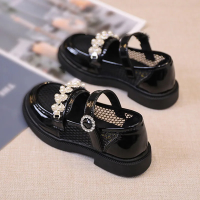 儿童网面小皮鞋珍珠时尚活力