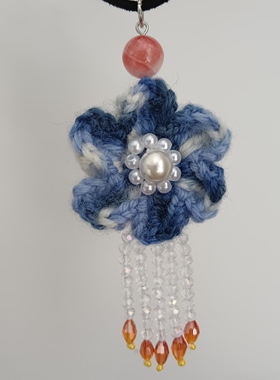 云南民族复古扎染项链女长款毛衣链民族风文艺饰品扎染盘扣项饰