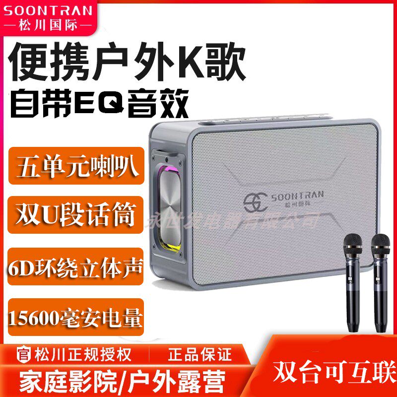 松川D6音响户外音箱k歌手提无线蓝牙自带声卡便携带话筒露营
