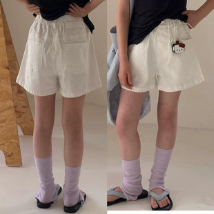 女童白色短裤夏季阔腿A字短裤韩版松紧腰休闲宽松不卡裆薄款热裤