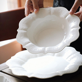 泽滕家高级感花边牛排点心意面法式 汤碟子沙拉蔬菜摆盘浮雕西餐具