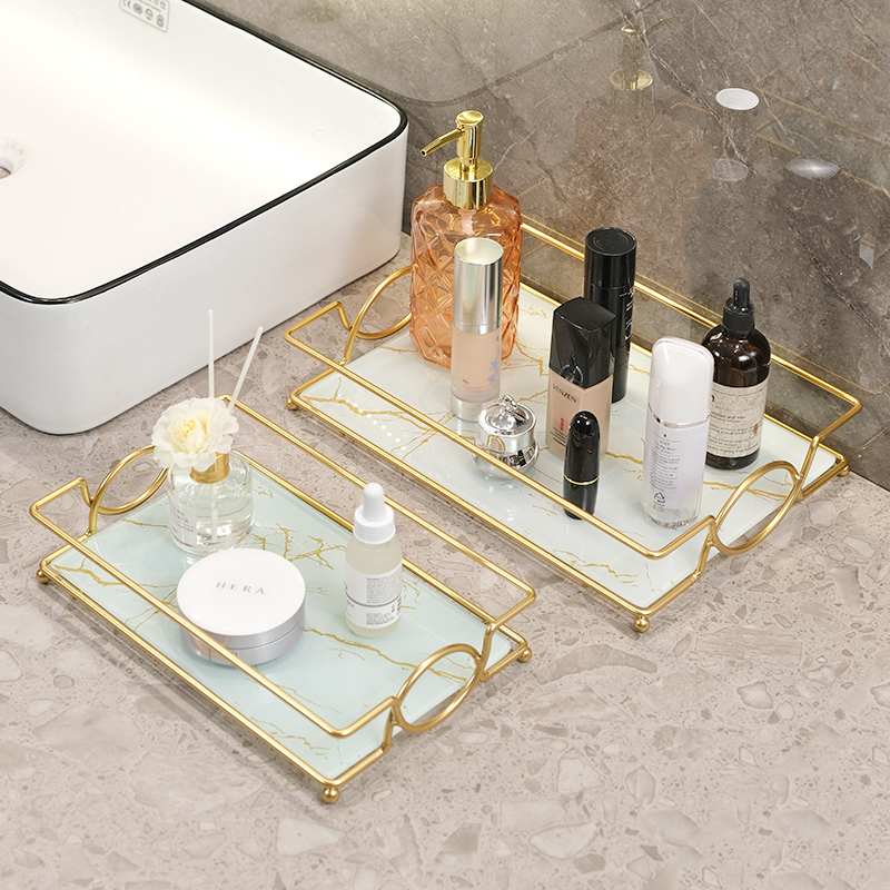 轻奢免安装浴室玻璃托盘