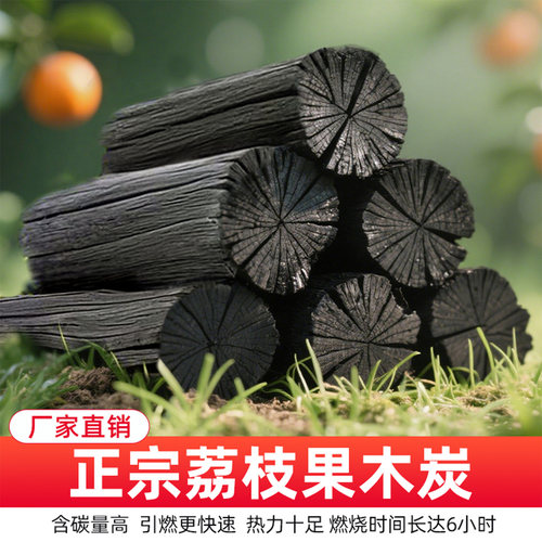 荔枝果木机制炭引燃快火足烧烤炭