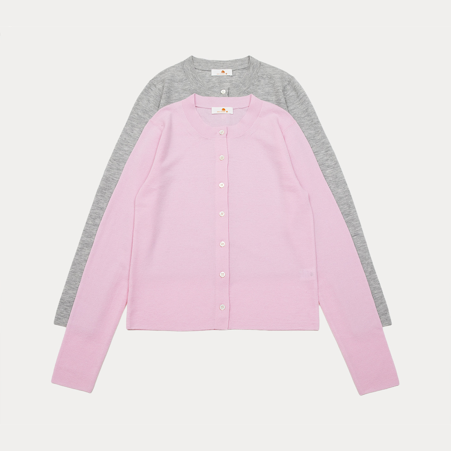 小金象 山羊绒100%精纺2/60支女春秋四平圆领长袖开衫