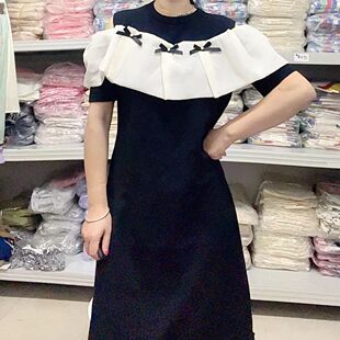 高端欧货轻奢时尚显瘦荷叶拼接连衣裙2024夏季新款韩潮气质帅爆款