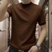 短袖 男德绒磨毛t恤打底衫 男士 秋冬款 双面绒内搭纯色加厚半袖 上衣