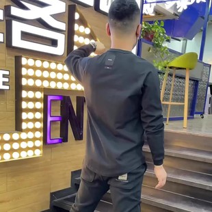 圓領(lǐng)套頭內(nèi)搭純色燕尾長(zhǎng)袖 秋季 潮牌簡(jiǎn)約圓弧衛(wèi)衣男時(shí)尚 打底衫 新款
