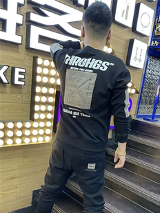 新款 打底衫 时尚 潮流百搭长袖 套头上衣 字母圆领卫衣男韩版 2025秋季