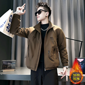 时尚 夹克男士 潮流痞帅百搭保暖外套 潮牌夹棉加厚立领工装 秋冬新款