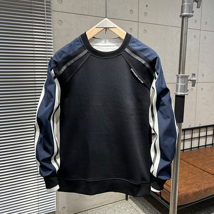 秋冬高端拼接撞色卫衣男时尚百搭