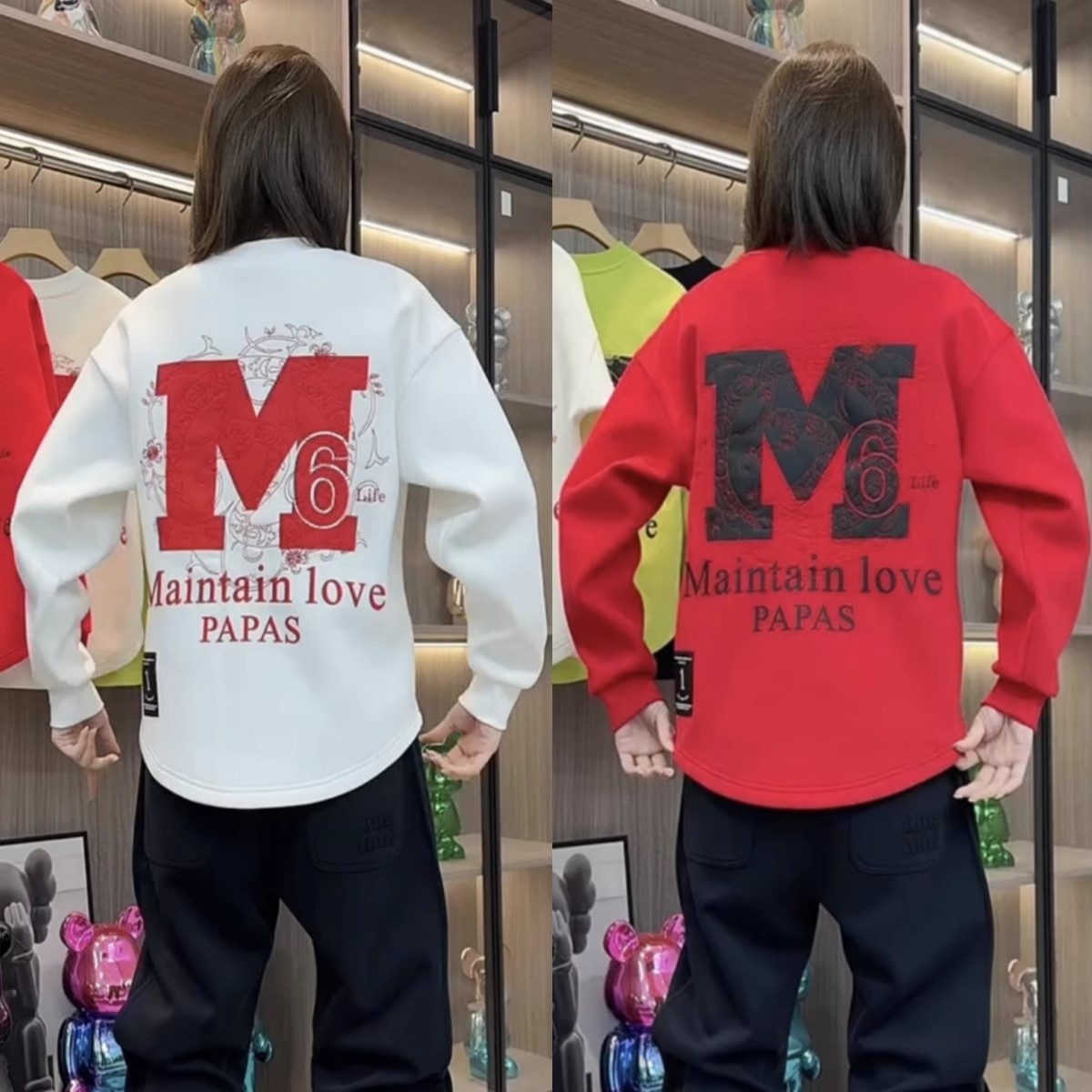 秋冬美式潮牌字母印花燕尾卫衣男