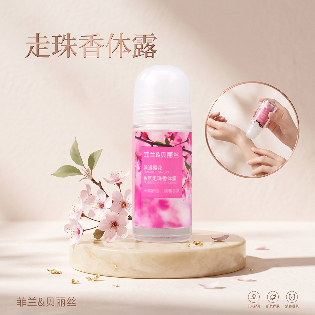 菲兰贝丽丝走珠香体露玫瑰樱花薰衣草香型腋下去异味持久留香香水