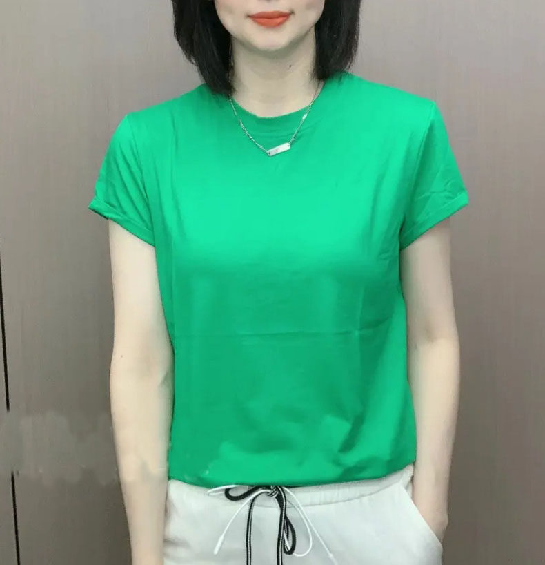 欧洲站2026夏新款简约纯色短袖T恤女时尚百搭显瘦体恤上衣小衫潮