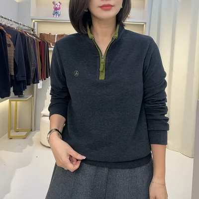 加厚保暖立领双面德绒卫衣女上衣