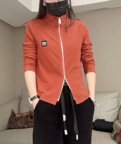 2025冬新款长袖双面德绒立领开衫女修身显瘦百搭设计感双拉链上衣