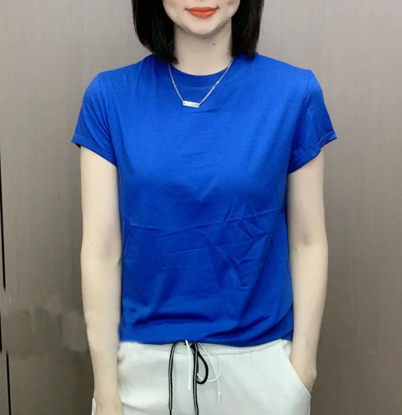欧货纯色百搭短袖T恤女2026夏新款简约时尚显瘦卷边体恤上衣小衫