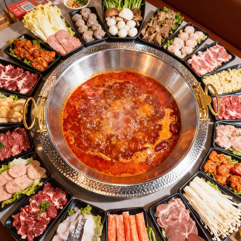 火锅锅具商用304不锈钢圆形牛肉火锅电磁炉专用鸳鸯锅火锅盆定制