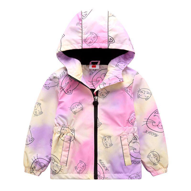 유럽과 미국의 대외 무역 어린이의 새로운 가을 겨울 방풍 재킷 소년과 소녀 그라데이션 색상을위한 캐주얼 후드 플러스 벨벳 재킷