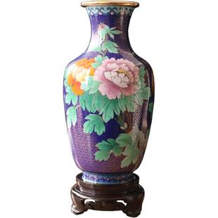 北京市珐琅厂 铜胎掐丝珐琅 12寸桶子瓶