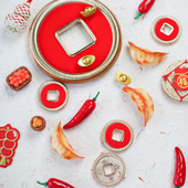 宝财神币辣椒DIY材料立体造型装 悦木 新年仿真饺子元 饰品手工配件