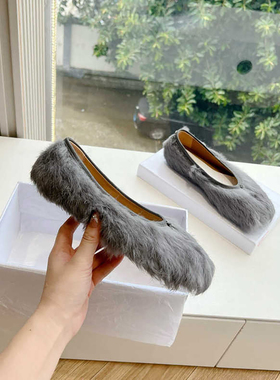 羊皮版～秋冬新分趾鞋毛毛鞋平底休闲鞋外穿居家保暖真毛拖鞋