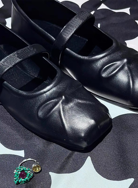 牛皮版～新款隐藏蝴蝶结平底单鞋女气质优雅淑女风芭蕾舞鞋潮