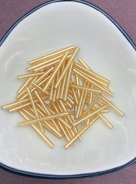 2~30mm半透明灌银金色小米珠/长短玻璃细圆管珠diy手工材料散珠子