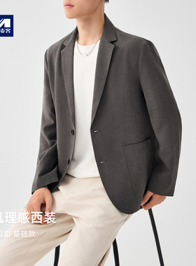 墨麦客仿铜氨丝微皱男士外套2025秋季新款基础款休闲西装男81402.
