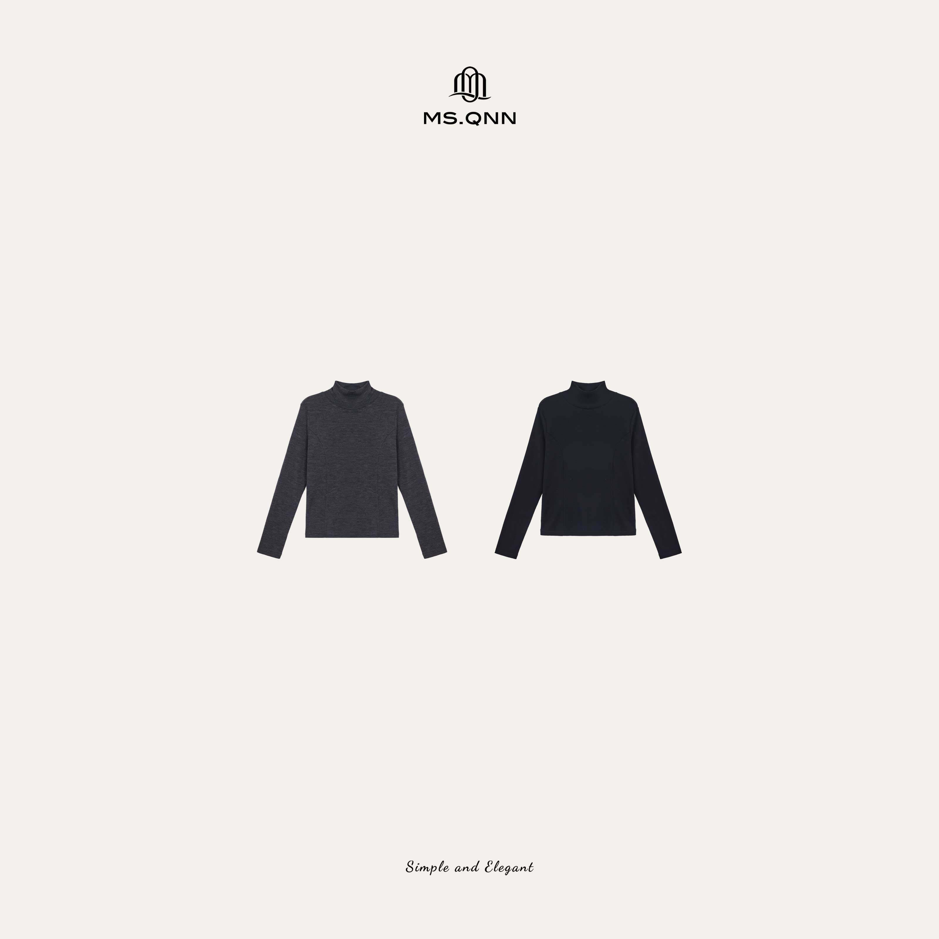 Q姐“小贝壳”100%超细美利奴羊毛针织打底衫上衣 52T1167