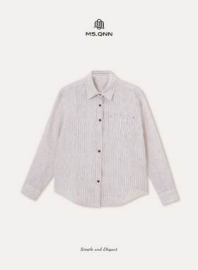 Q姐 老钱系列“L*P色织”100亚麻老钱经典条纹休闲衬衫 53C202