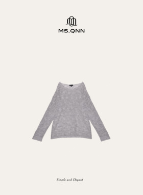 “优雅随性”进口纸纱舒适镂空圆领长袖针织衫 39T692 Q姐