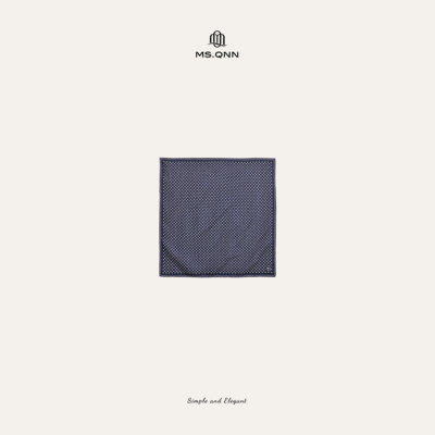 “蓝白波点””100桑蚕丝重磅斜纹绸印花丝巾 39S619 Q姐