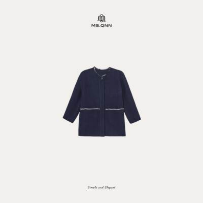 Q姐“高智香风”知识分子感羊毛手工流苏双面呢大衣 5066C