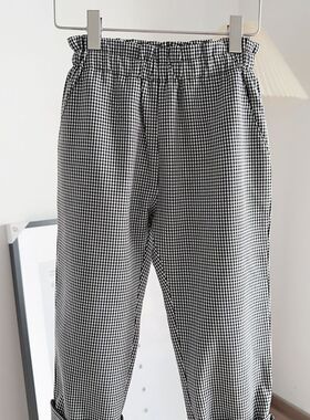 欧美品牌女童哈伦裤2025春秋新款儿童裤子女孩千鸟格长裤BP休闲裤