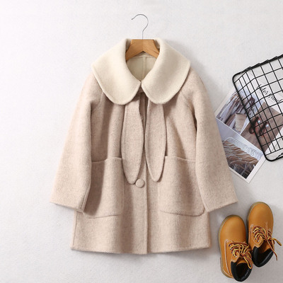 女童双面绒羊毛大衣昵子外套