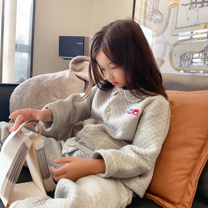 儿童加厚夹棉家居服睡衣套装秋冬