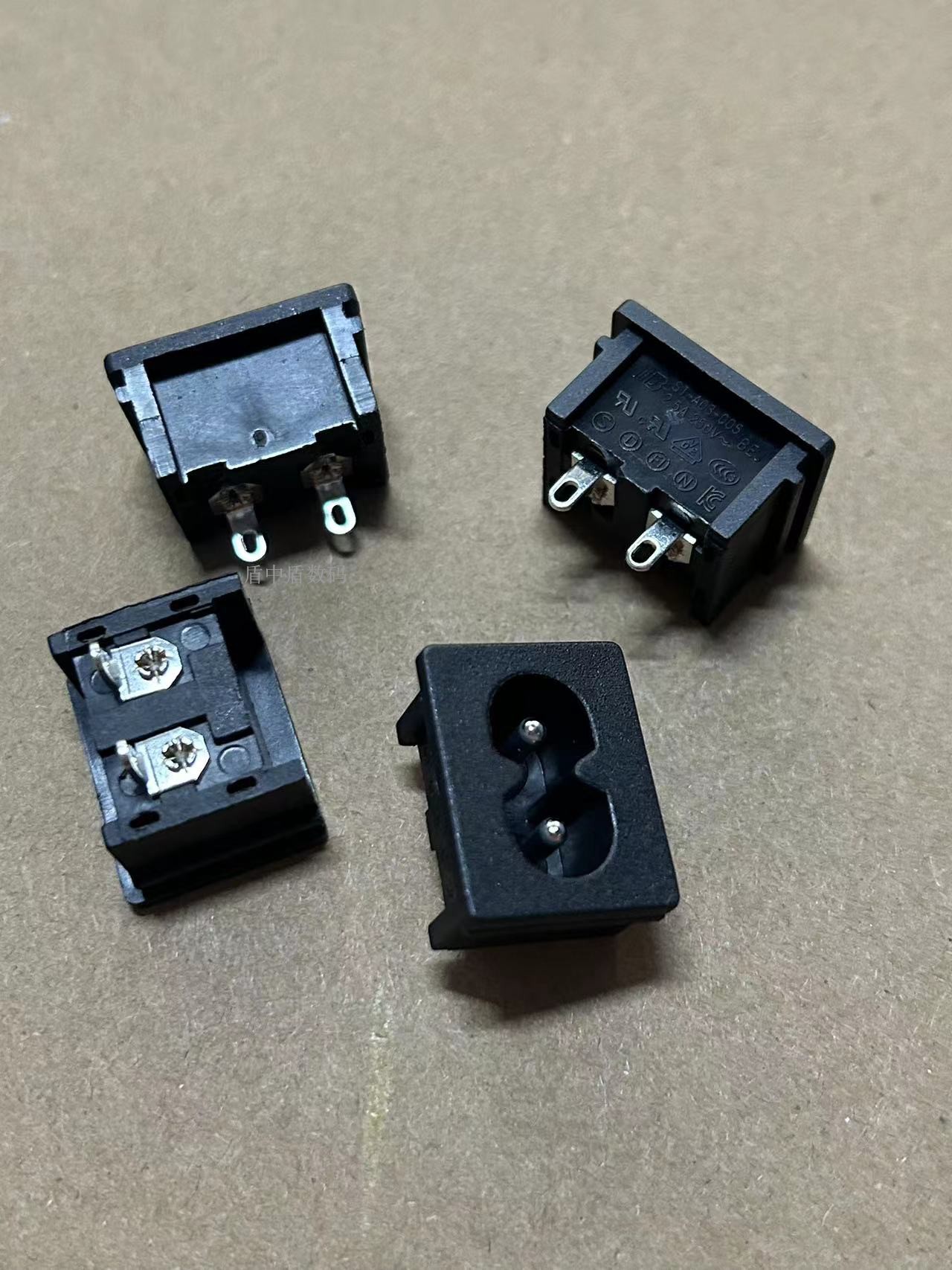 贝尔佳ST-A03-005BS插座AC电源插座8字形八字插座2脚直插180度