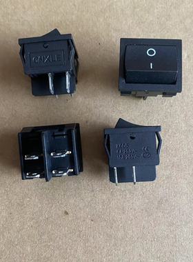 KCD5船型开关4脚2档黑色翘板开关6A250V尺寸21×24mm电源开关